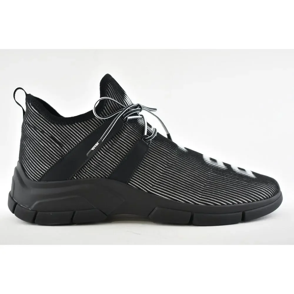 Prada Logo Knit Row Sock Black White Low Flat Trainer Sneaker Men UK 9.5 US 10.5 - Picture 3 of 12